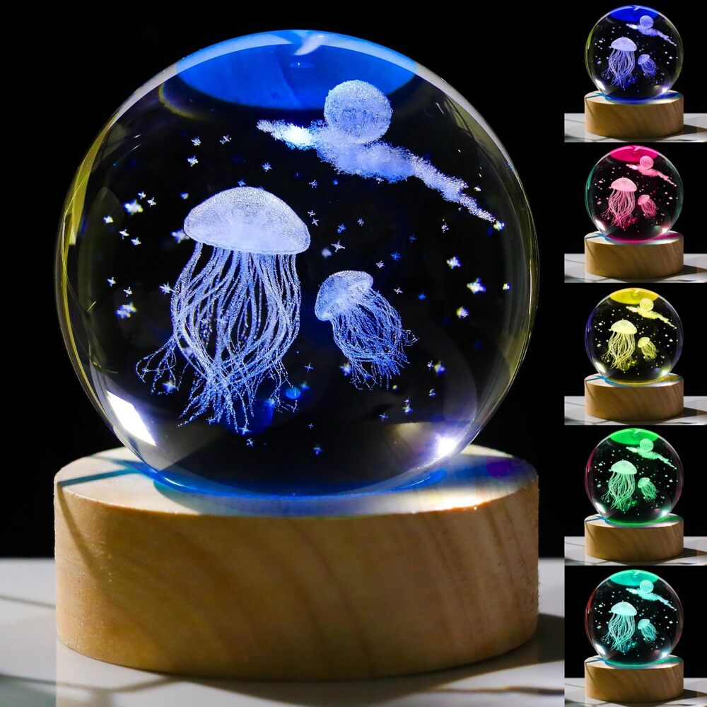4878 3D Jellyfish Gifts Crystals Ball 60mm - Jellyfish Figurines Decor
